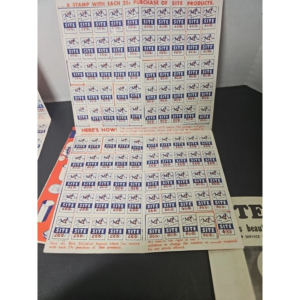 Large Lot of Vintage  Site Station Store Gas Trading Stamps & Folder 1954
